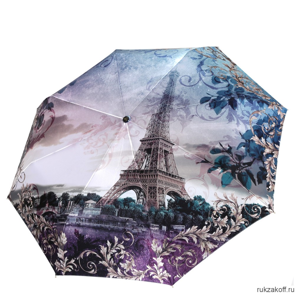 Женский зонт Fabretti S-20109-10 автомат, 3 сложения,сатин фиолетовый