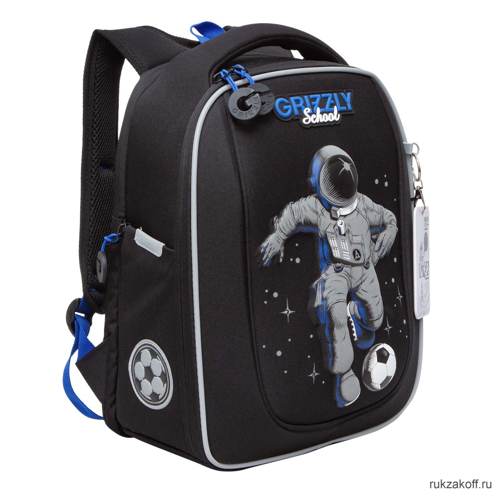 Рюкзак школьный GRIZZLY RAf-393-6 черный - синий