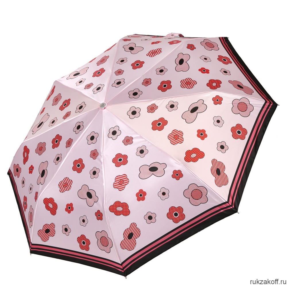 Женский зонт Fabretti L-20267-5 облегченный автомат, 3 сложения, сатин розовый