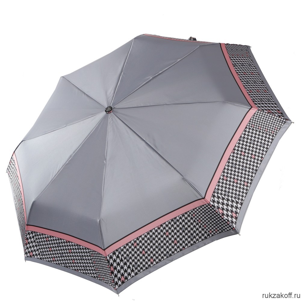 Женский зонт Fabretti UFS0034-3 автомат, 3 сложения, сатин серый