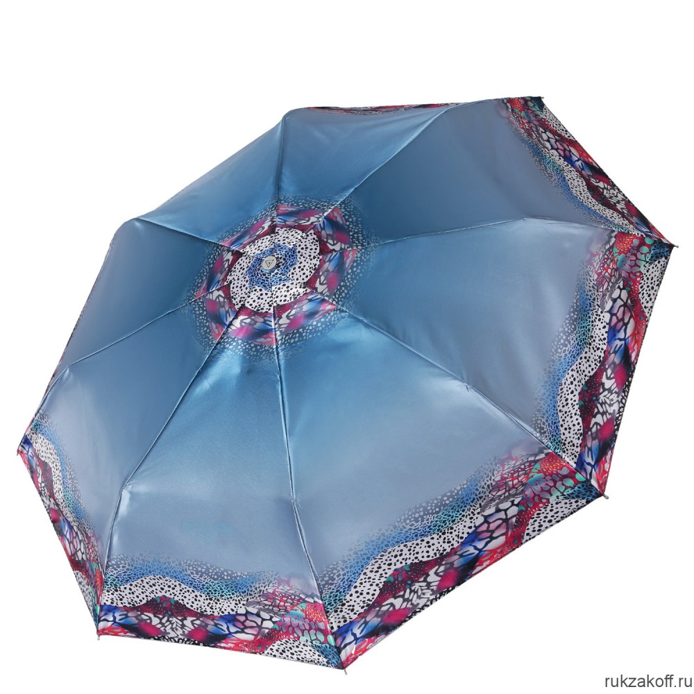 Женский зонт Fabretti L-20131-9 облегченный суперавтомат, 3 сложения,cатин голубой