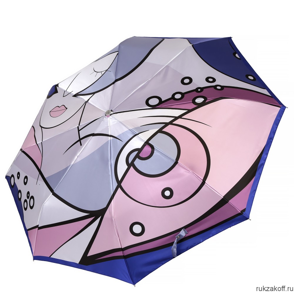 Женский зонт Fabretti L-20270-8 облегченный автомат, 3 сложения, сатин синий