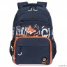 Рюкзак школьный GRIZZLY RB-354-3 синий - оранжевый