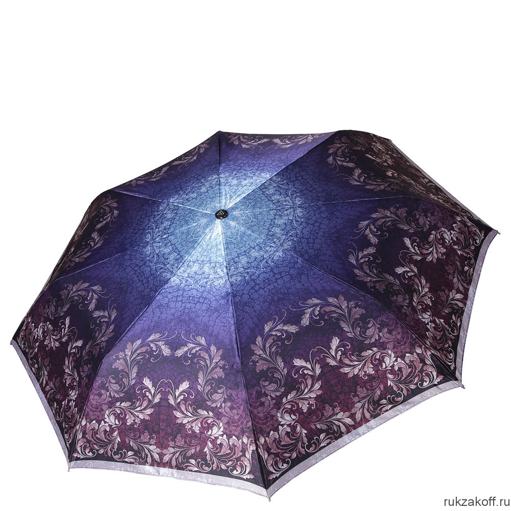 Женский зонт Fabretti S-18106-12 автомат, 3 сложения, сатин темно-синий/ фиолетовый
