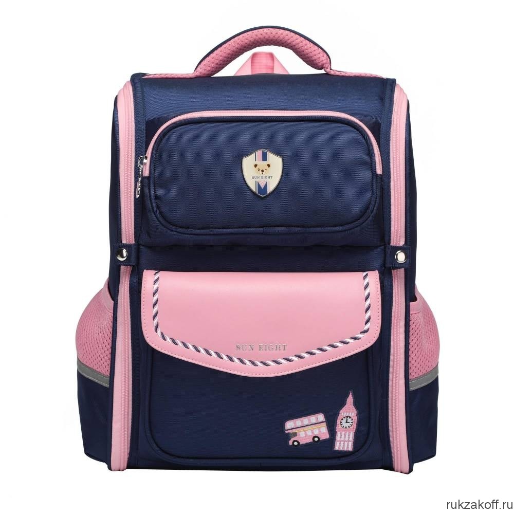 Рюкзак школьный Sun eight SE-2874 темно-синий/розовый