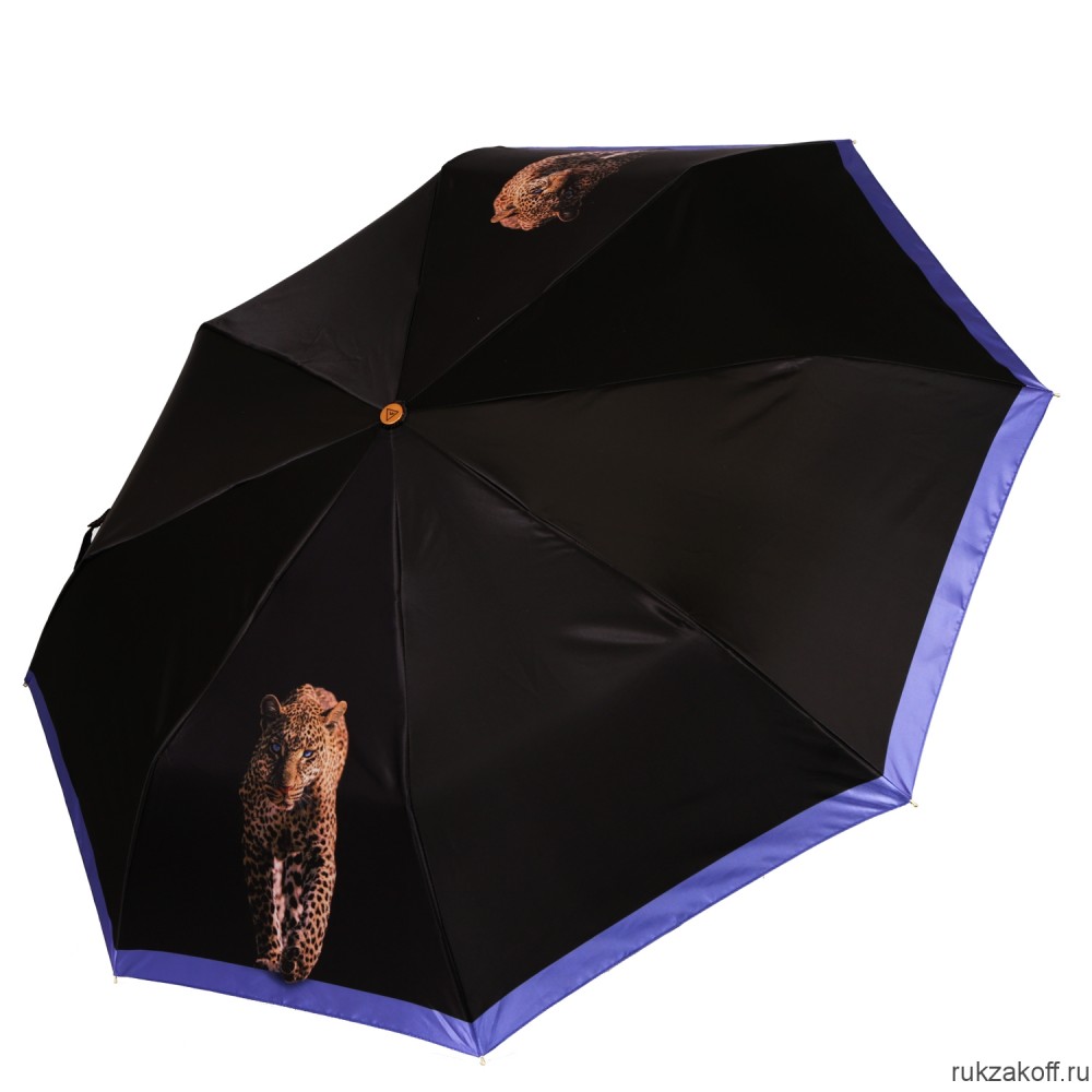 Женский зонт Fabretti L-20260-8 облегченный автомат, 3 сложения, сатин синий
