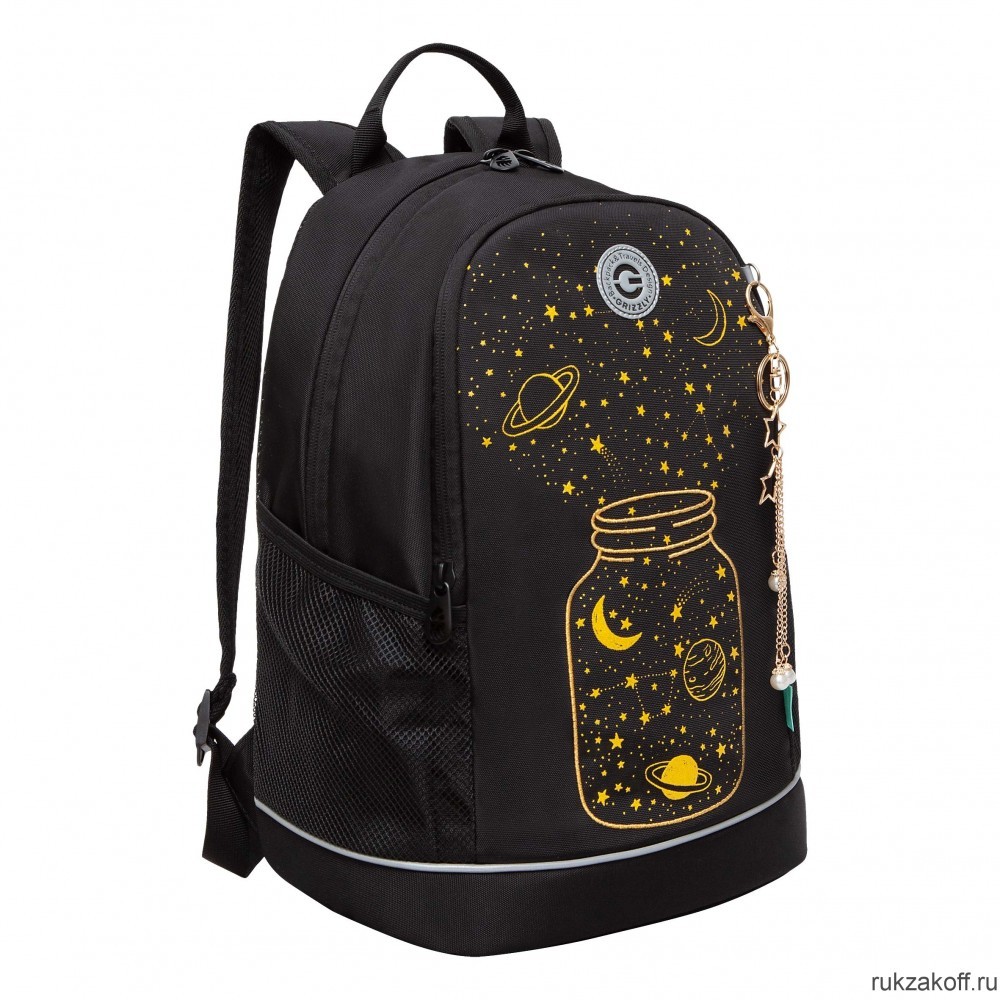 Рюкзак школьный GRIZZLY RG-463-3 черный - золото
