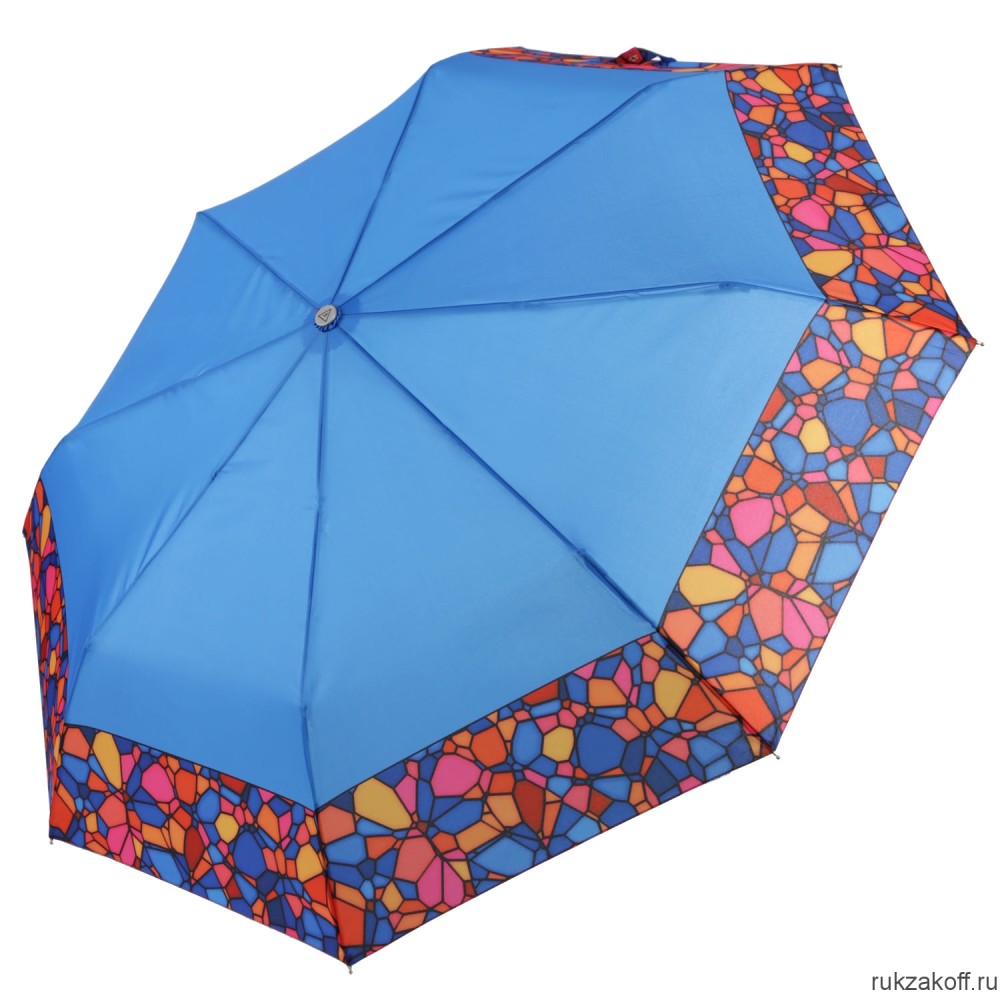Женский зонт Fabretti UFLR0008-9 облегченный автомат,3 сложения, эпонж голубой
