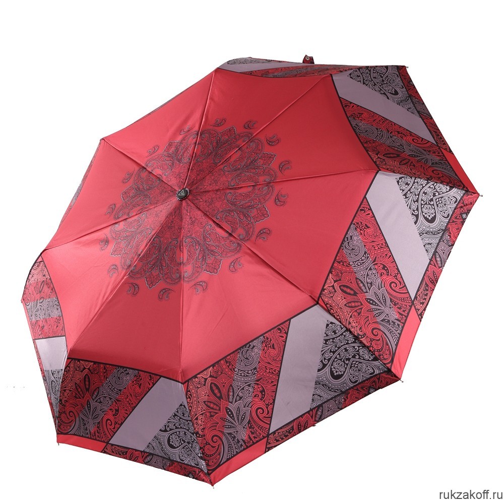 Женский зонт Fabretti UFS0045-4 автомат, 3 сложения, сатин красный