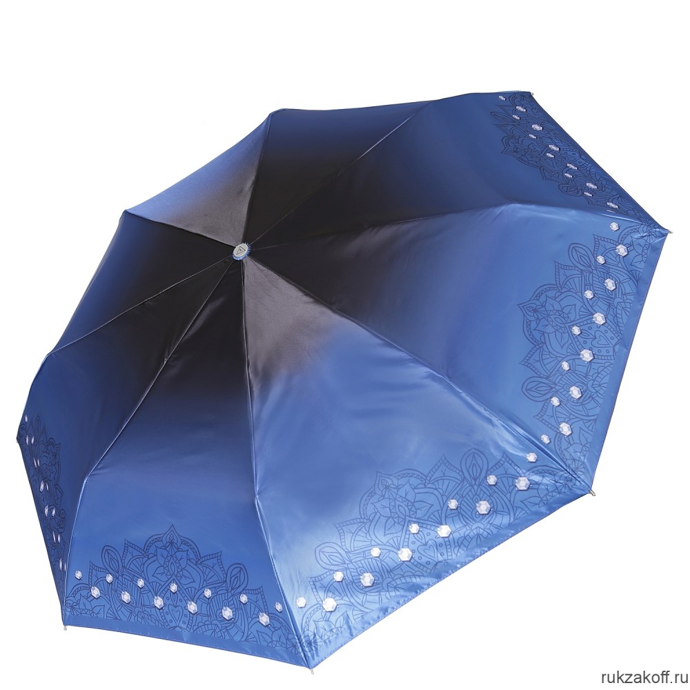 Женский зонт Fabretti L-20125-8 облегченный суперавтомат, 3 сложения,cатин синий
