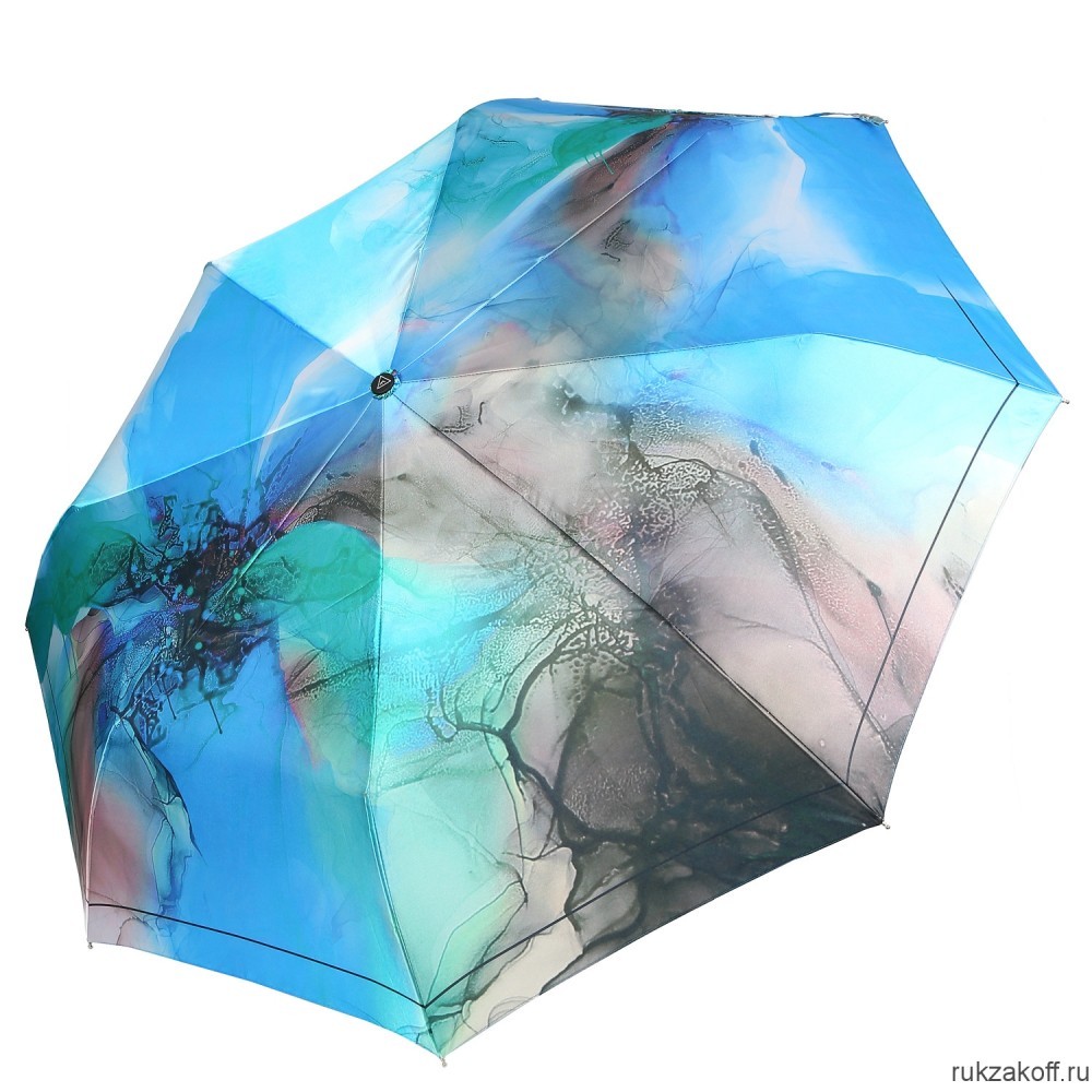 Женский зонт Fabretti UFS0040-9 автомат, 3 сложения, сатин голубой