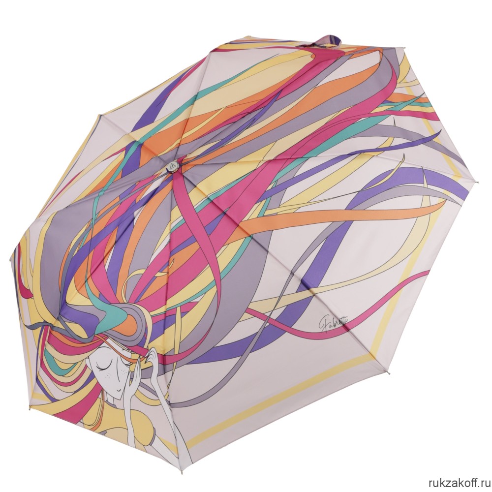 Женский зонт Fabretti UFLR0010-7 облегченный автомат,3 сложения, эпонж желтый