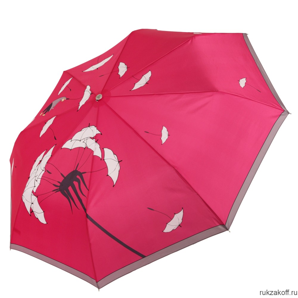 Женский зонт Fabretti UFLR0011-5 облегченный автомат,3 сложения, эпонж розовый
