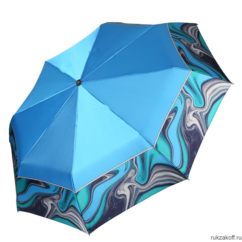 Женский зонт Fabretti UFS0047-9 автомат, 3 сложения, сатин голубой