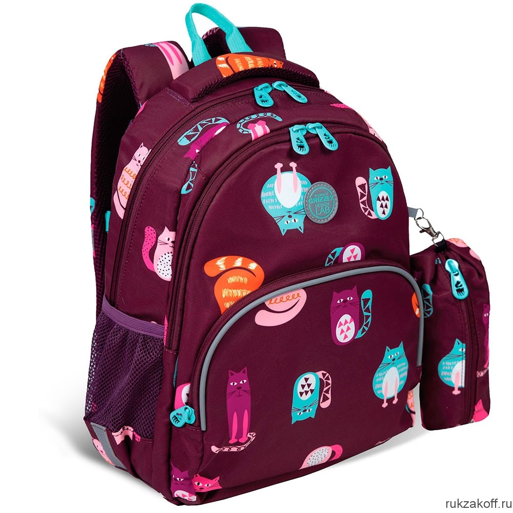 Рюкзак школьный GRIZZLY RG-260-11 котики фиолетовые