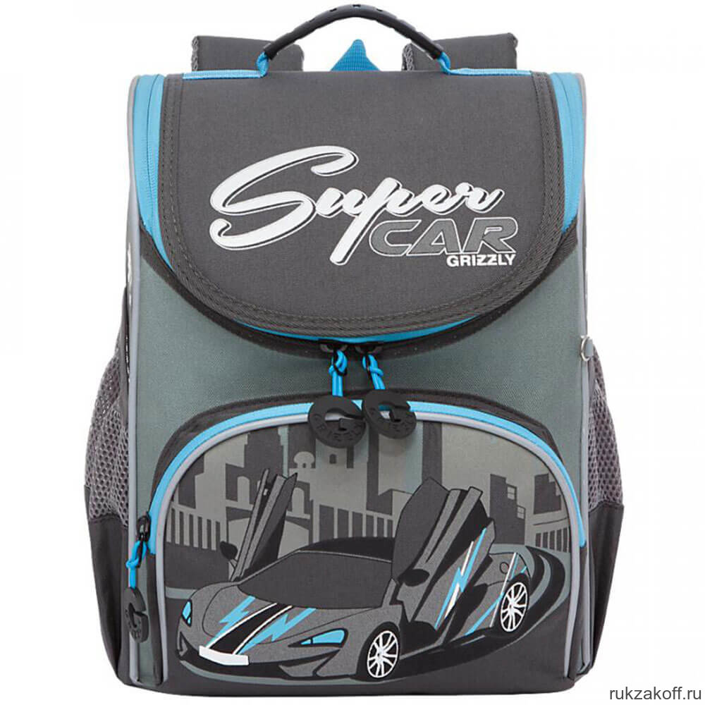 Рюкзак школьный с мешком Grizzly RAm-185-5 серый