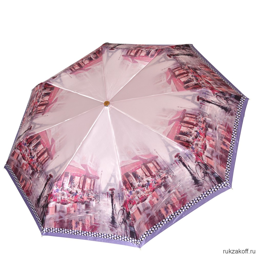 Женский зонт Fabretti L-20207-5 облегченный суперавтомат, 3 сложения,сатин розовый