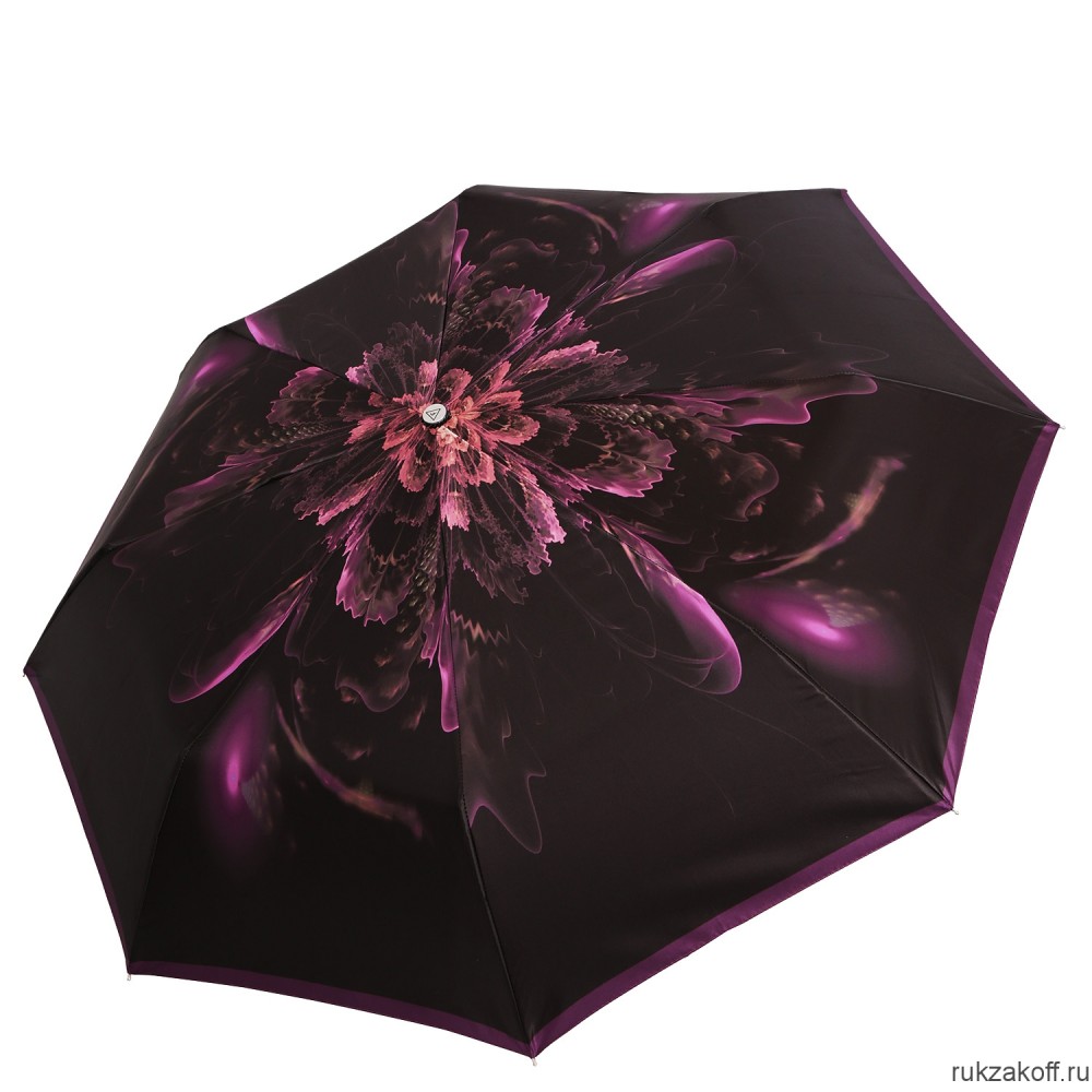 Женский зонт Fabretti UFLS0014-10 облегченный автомат, 3 сложения, сатин фиолетовый