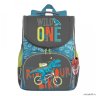 Рюкзак школьный с мешком Grizzly RAm-085-3/1 (/1 серый - голубой)