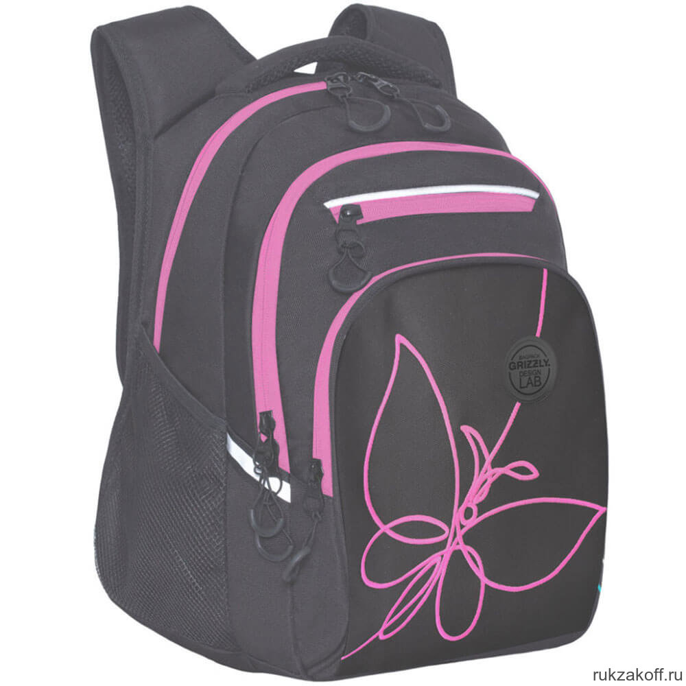 Рюкзак школьный Grizzly RG-161-2 серый - розовый