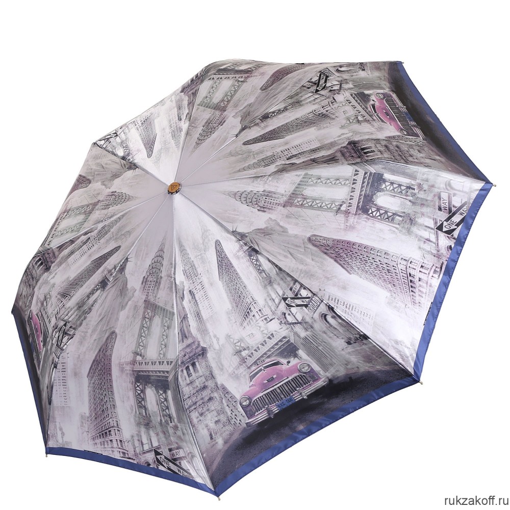 Женский зонт Fabretti L-20250-10 облегченный автомат, 3 сложения, сатин фиолетовый