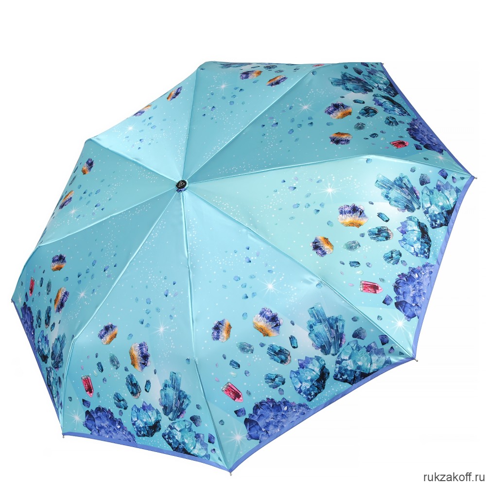 Женский зонт Fabretti S-20219-9 автомат, 3 сложения, сатин голубой