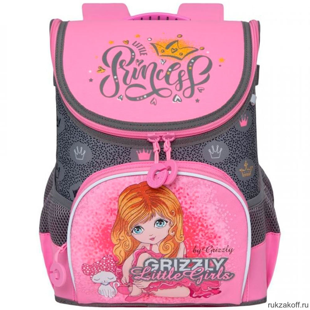 Рюкзак школьный Grizzly RA-981-3 Серый/Розовый