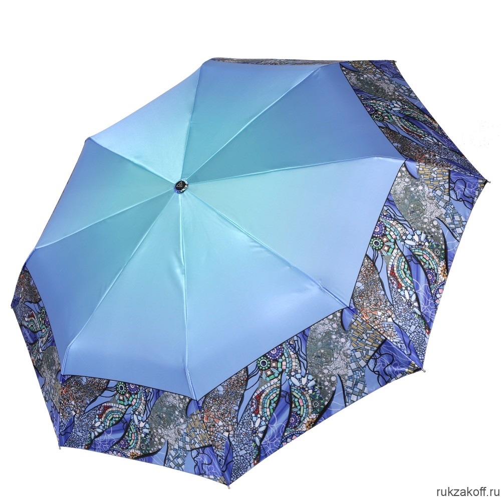 Женский зонт Fabretti S-20221-9 автомат, 3 сложения, сатин голубой