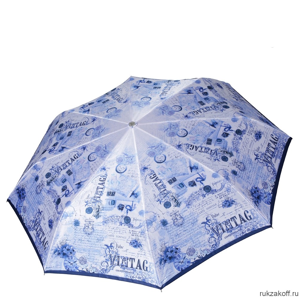 Женский зонт Fabretti L-18114-10 суперавтомат, 3 сложения, сатин голубой