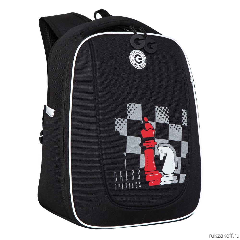 Рюкзак школьный GRIZZLY RAf-393-10 черный - красный