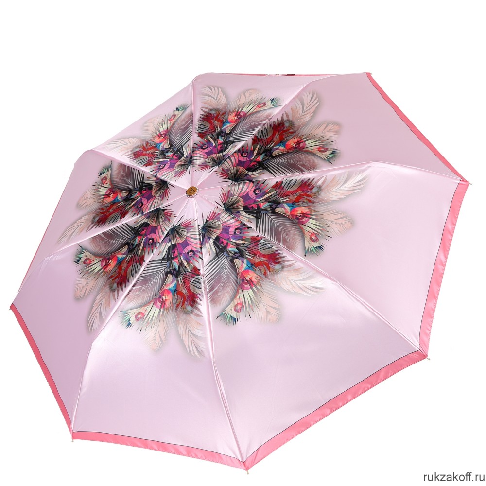 Женский зонт Fabretti L-20289-5 облегченный автомат, 3 сложения, сатин розовый