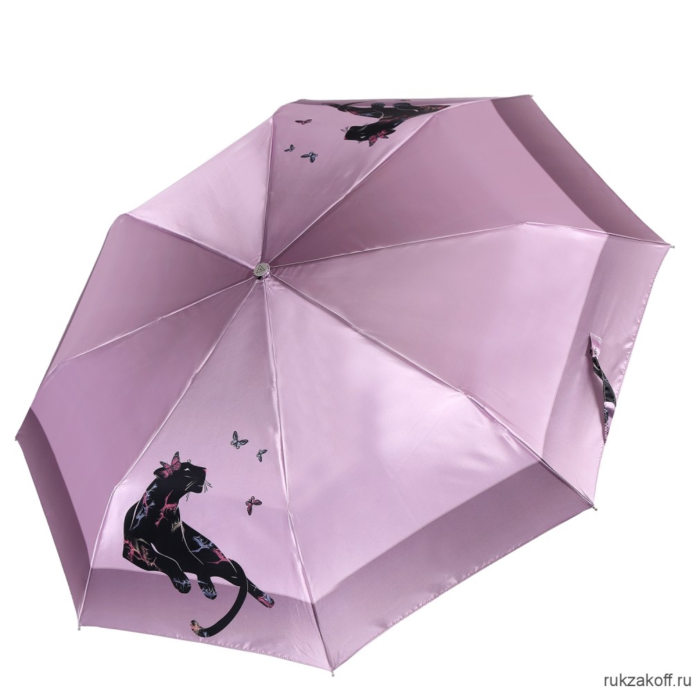 Женский зонт Fabretti L-20290-5 облегченный автомат, 3 сложения, сатин розовый