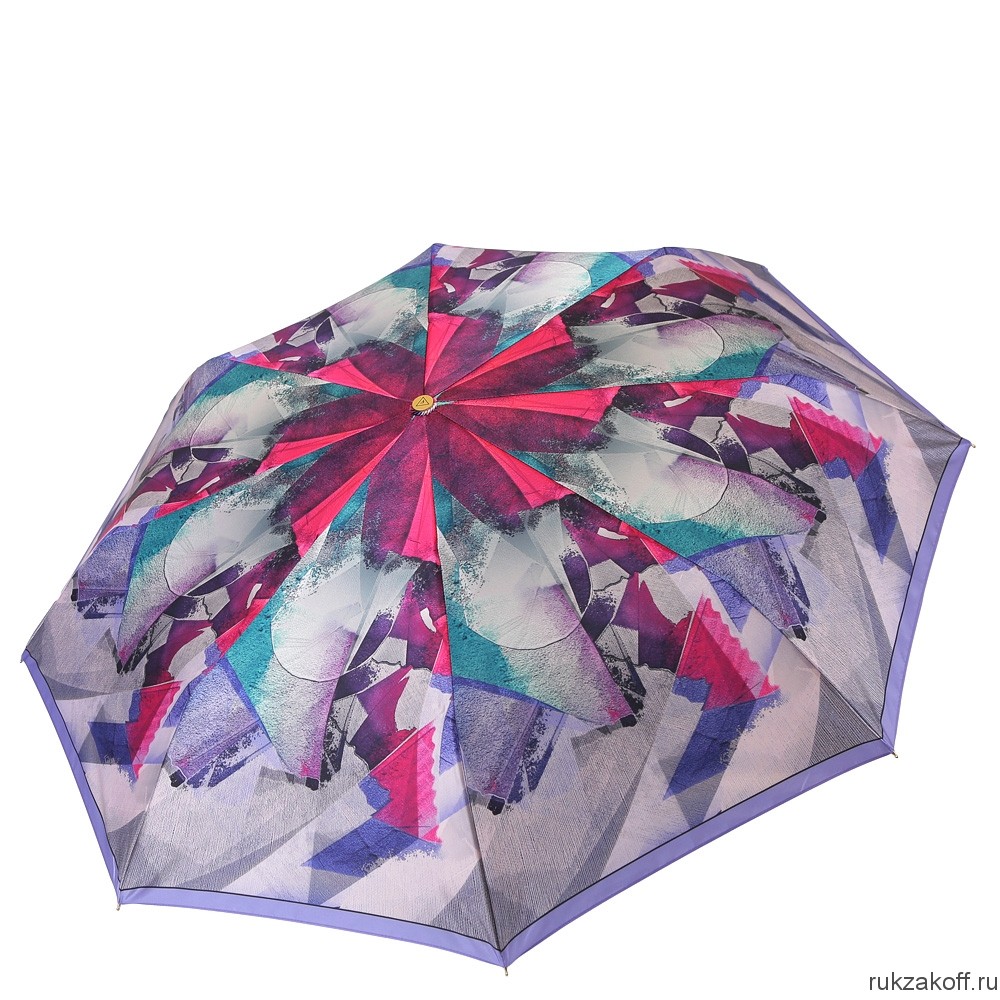 Женский зонт Fabretti L-20112-3 облегченный суперавтомат, 3 сложения,cатин фиолетовый