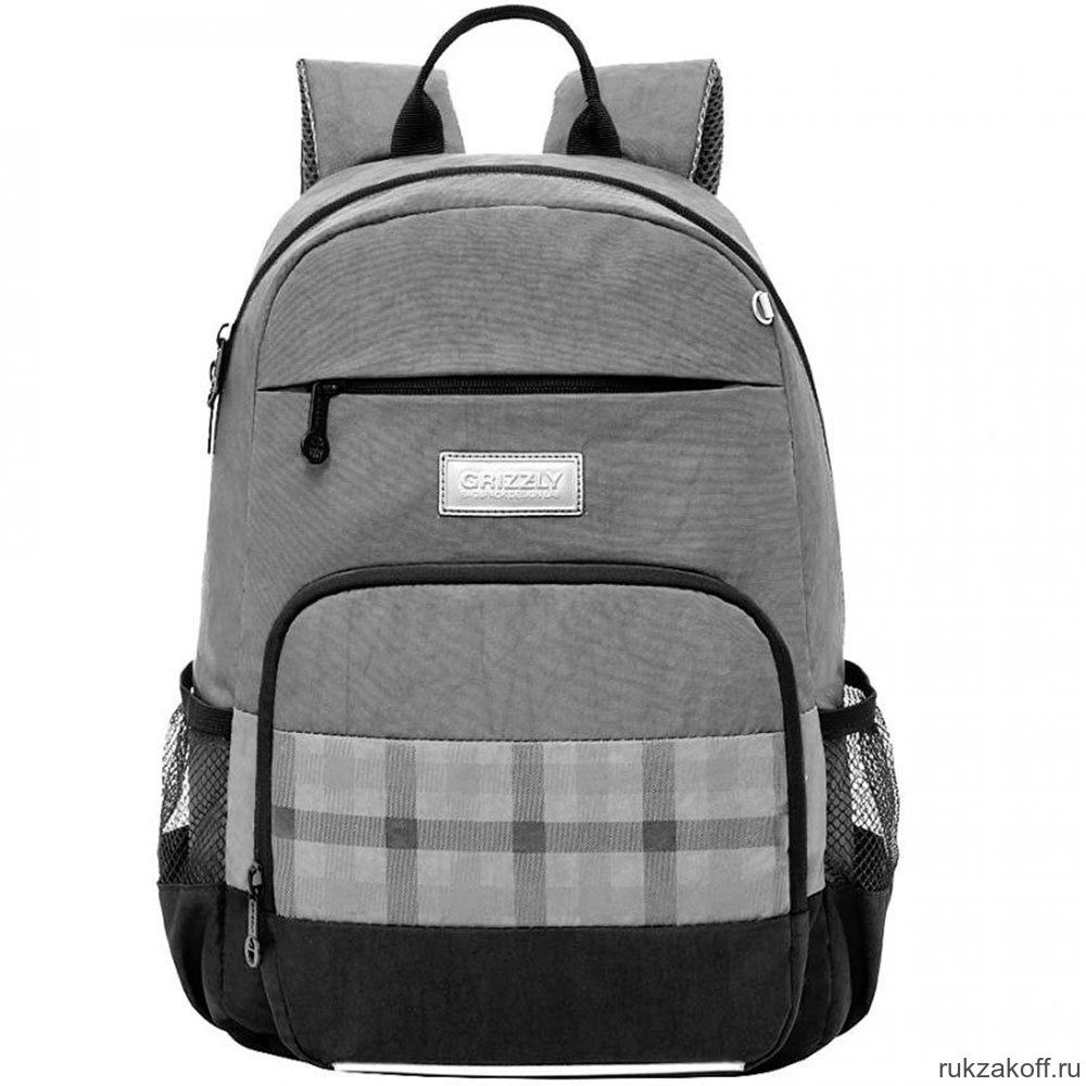 Рюкзак школьный Grizzly RB-155-1 серый - черный