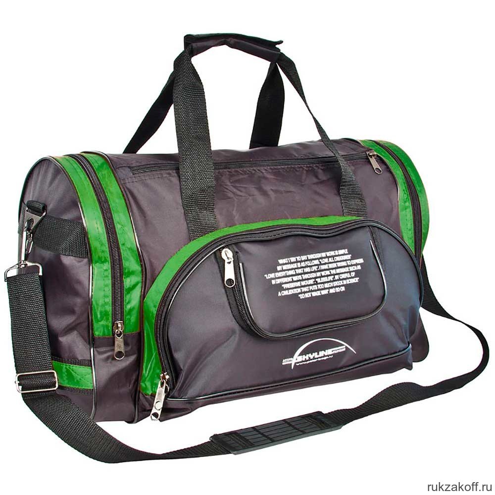 Спортивная сумка Polar П02с Черный (зеленые вставки)