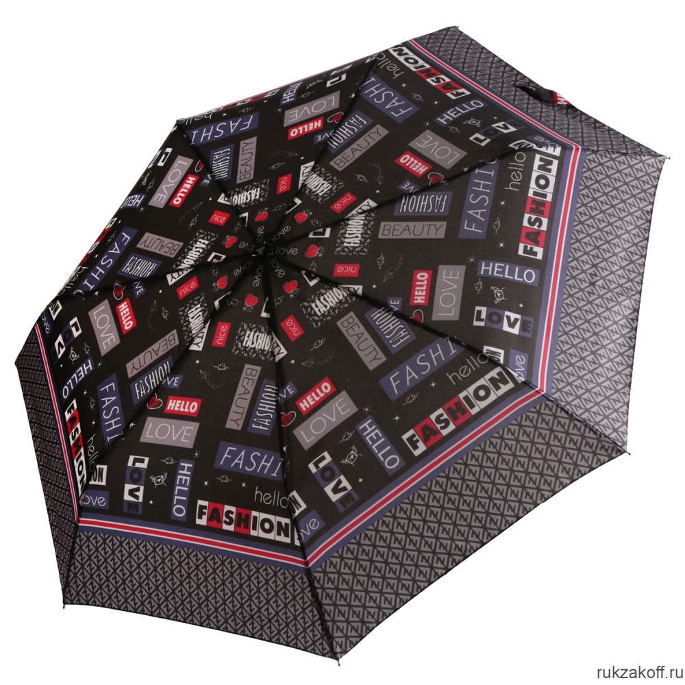 Женский зонт Fabretti P-20197-2 автомат, 3 сложения, эпонж черный