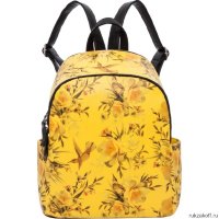 Женский кожаный рюкзак Orsoro d-242 желтые цветы