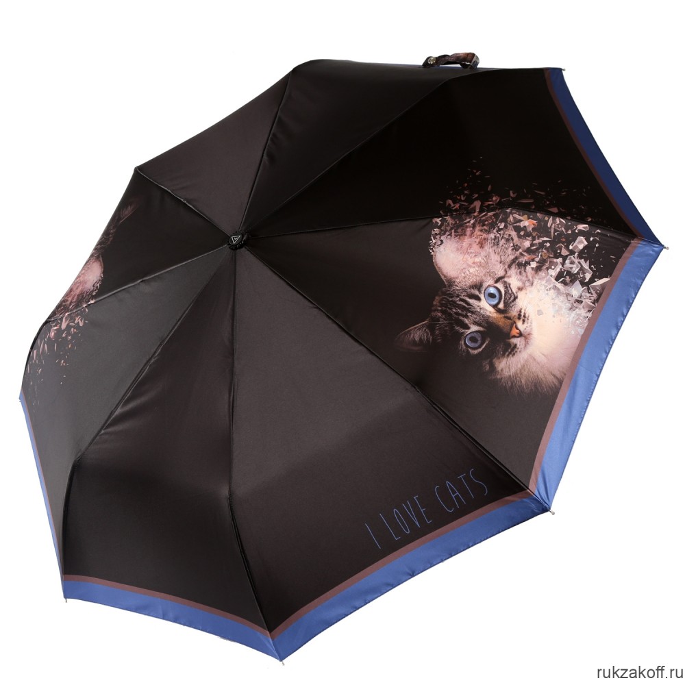 Женский зонт Fabretti UFS0011-3 автомат, 3 сложения, сатин серый