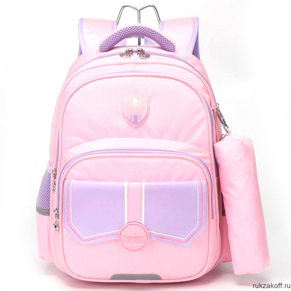 Рюкзак школьный с пеналом Sun eight SE-22005 розовый/фиолетовый