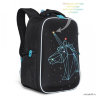 Рюкзак школьный Grizzly RG-165-1 черный - голубой