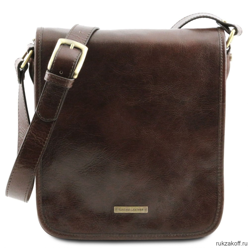 Кожаная сумка Tuscany Leather MESSENGER (2 отделения) Темно-коричневый