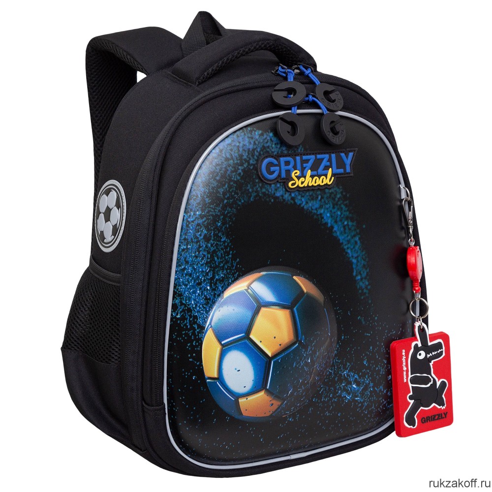 Рюкзак школьный GRIZZLY RAz-387-3 черный - синий