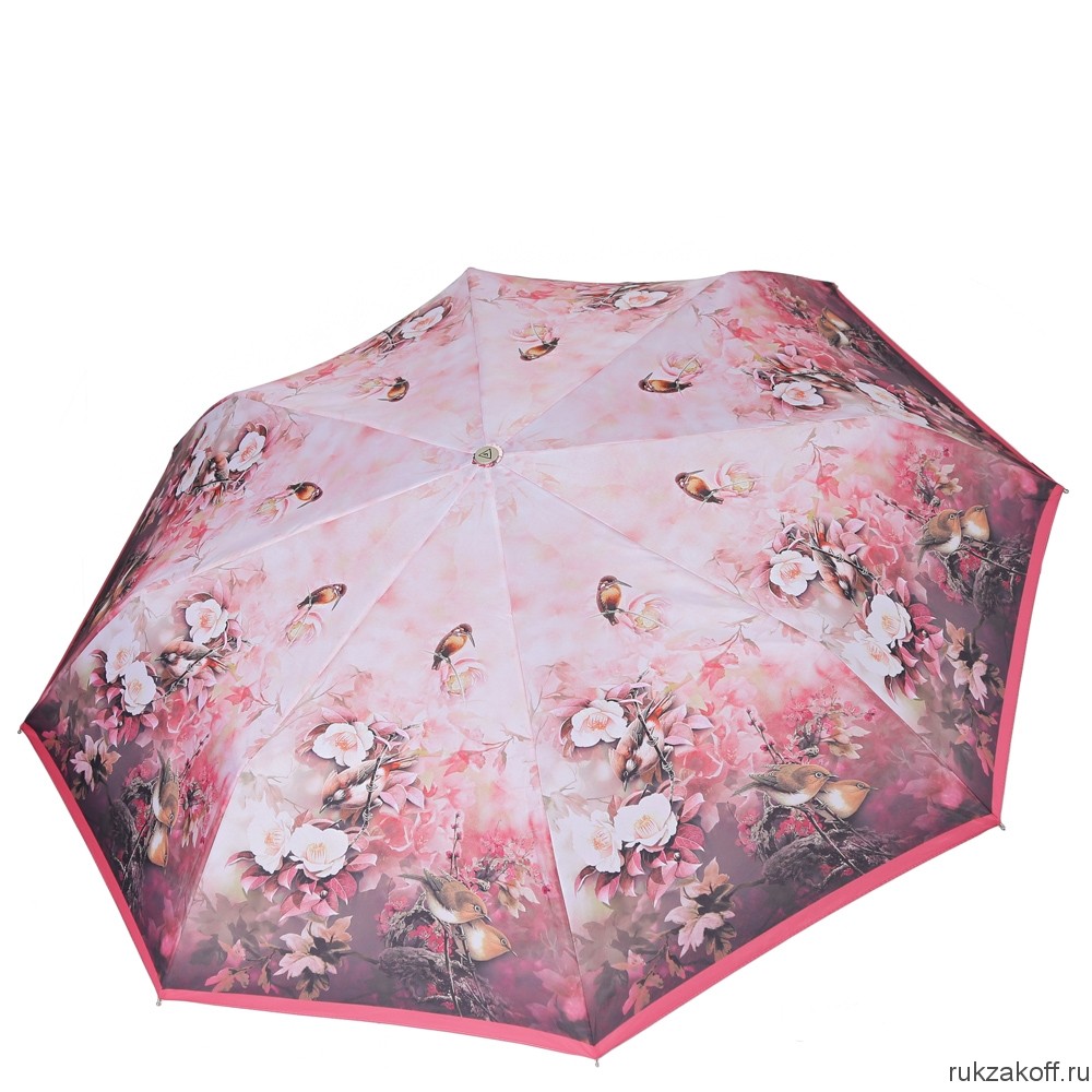 Женский зонт Fabretti L-19116-3 облегченный суперавтомат, 3 сложения, эпонж розовый