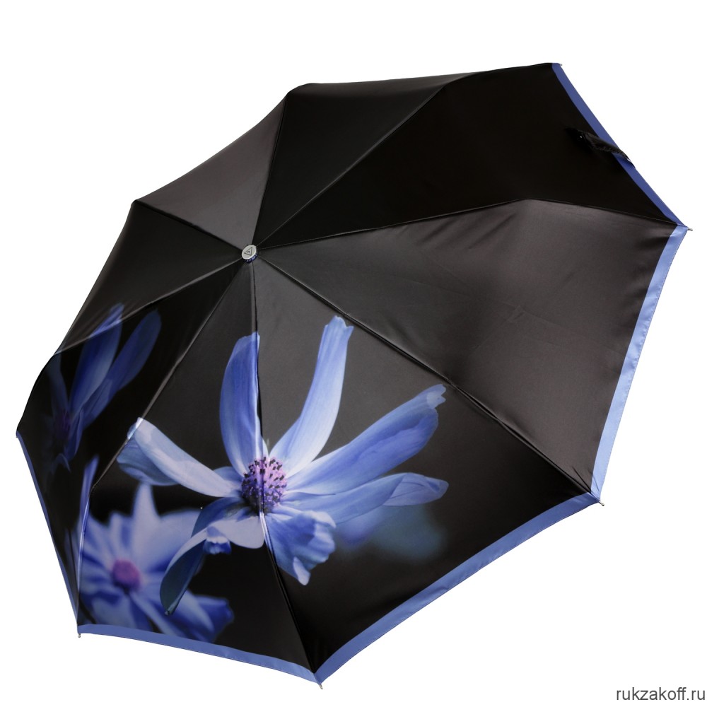 Женский зонт Fabretti L-20298-8 облегченный автомат, 3 сложения, сатин синий