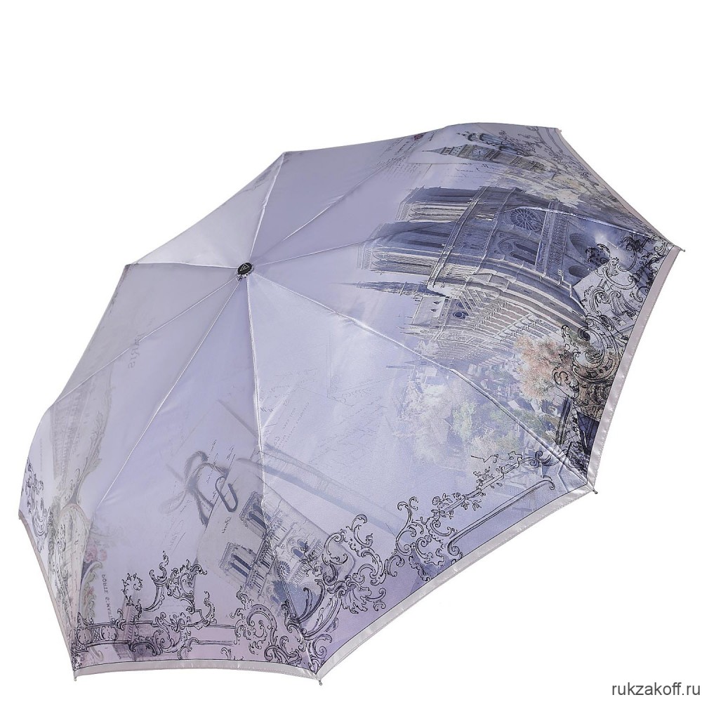 Женский зонт Fabretti S-20133-2 автомат, 3 сложения,сатин черный