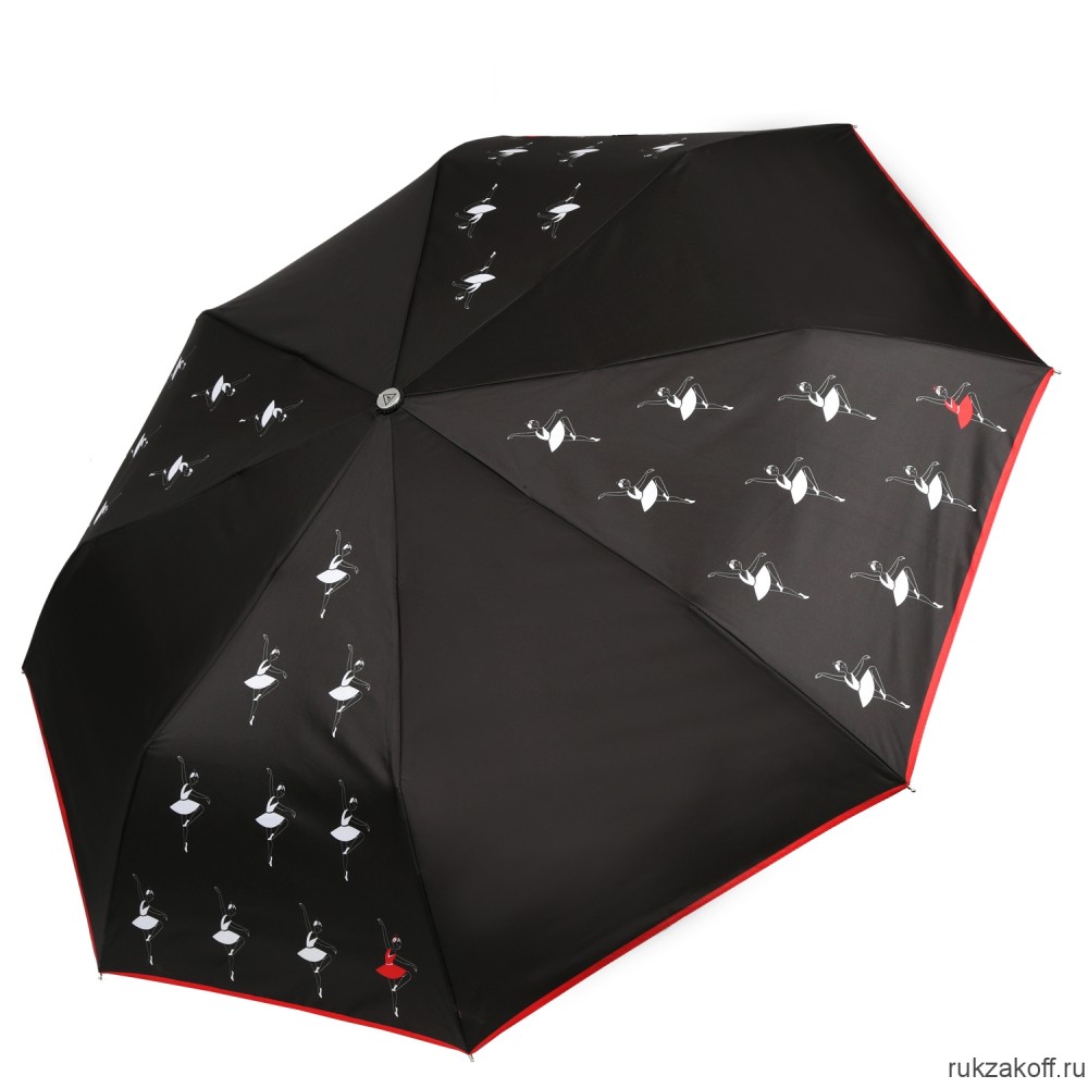 Женский зонт Fabretti L-20300-2 облегченный автомат, 3 сложения, эпонж черный