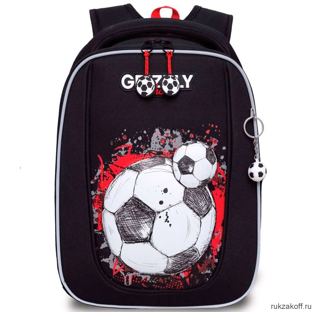 Рюкзак школьный GRIZZLY RAf-393-4 черный - красный