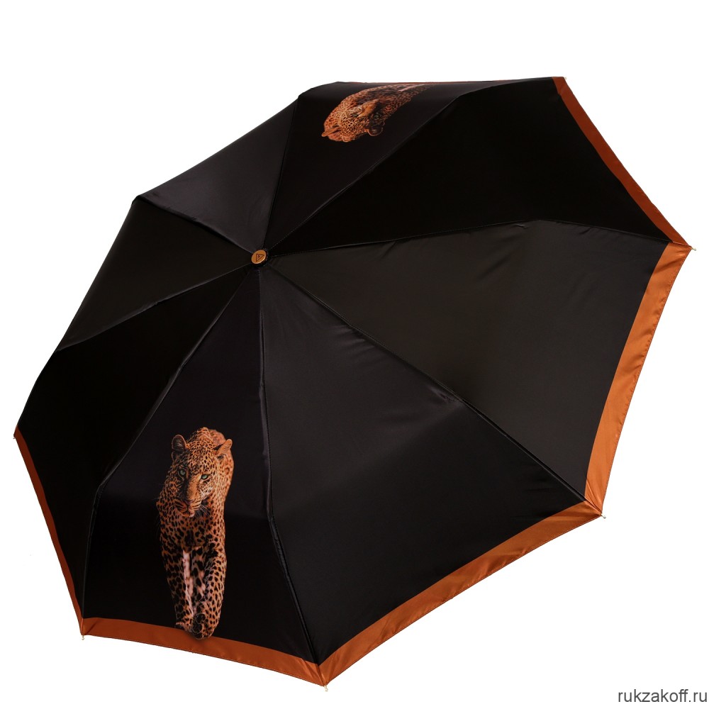 Женский зонт Fabretti L-20260-12 облегченный автомат, 3 сложения, сатин коричневый